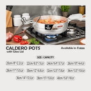 Caldero Pot Metal Finish with Glass Lid | 36 cm