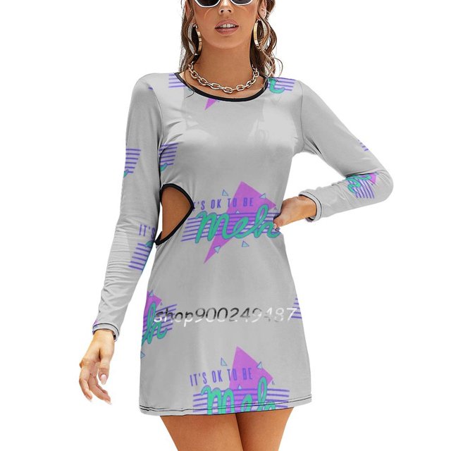 C'est Ok d'Tre Meh Robe Évasée Nœud Cœur Design Mode Grande Taille Robe Ample Meh Lol Rétro Années 80 Triangle Cool
