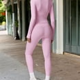 thumbnail image 6 of High-Waisted Ribbed Fitness Leggings - Small, Pink, 6 of 6