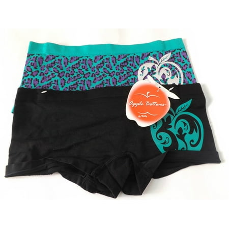 Apple Bottoms - Apple Bottoms Seamless Black & Green Cheeky BoyShort Underwear 2 Pack - Walmart.com
