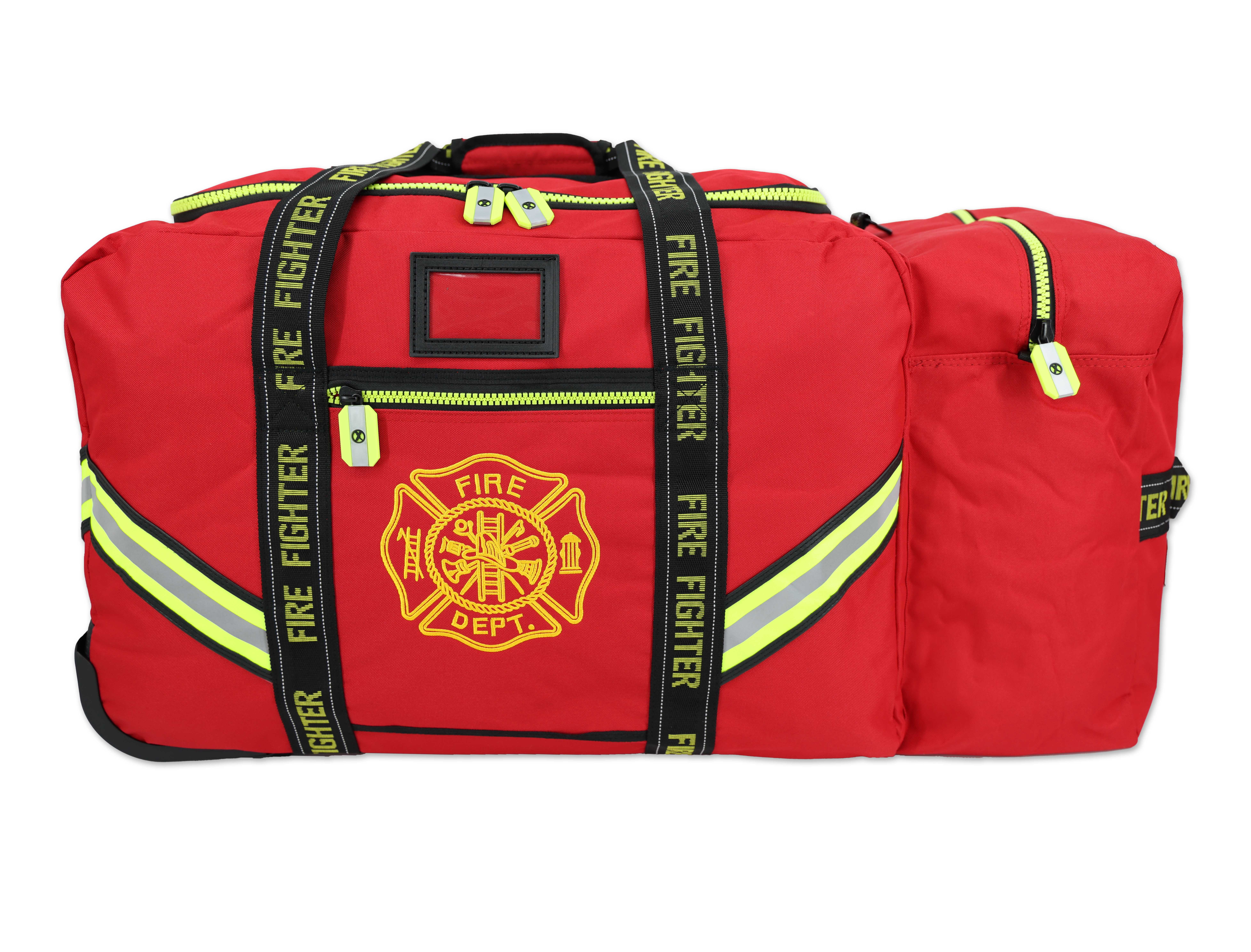 Lightning X Fireman's Value Edition XL Firefighter Step-In Turnout Gear Bag w/ Wheels, Helmet Pocket & Maltese Cross for First Responder
