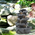 thumbnail image 5 of Birinta Outdoor Resin Waterfall Fountain with Solar LED Lights – 22" 5-Tier Rock Fountain for Deck, Garden, or Patio, Energy-Efficient Pump Included, 5 of 11