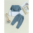 thumbnail image 5 of Toddler Baby Boy Fall Clothes 6M 12M 18M 24M 3Y Hoodie Outfit Colorblock Pullover Sweatshirt Pants Set 2 Piece Sweatsuit, 5 of 10