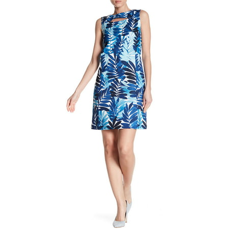 Gabby Skye - Gabby Skye Womens Palm Leaf Print Dress 6 Blue - Walmart.com