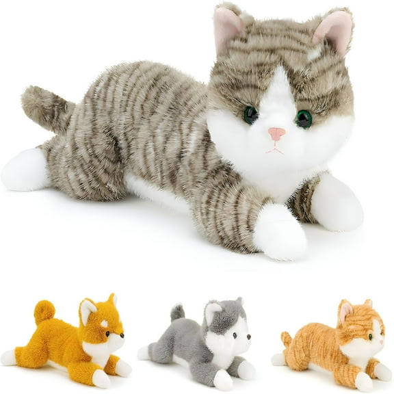 BESTSKY 19 inch 3 lbs Cat Weighted Stuffed Animals,Realistic Weighted Cat Stuffed Animal,Sensory Comfort Plush Throw Pillow,Soft Kawaii Stuffed Kitty Plush Toy Gift for Adults Teen