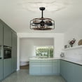thumbnail image 5 of Warehouse of Tiffany Amable 26 Inch Farmhouse and Industrial Style Matte Black Finish Lighted Ceiling Fandelier with Remote, 5 of 5