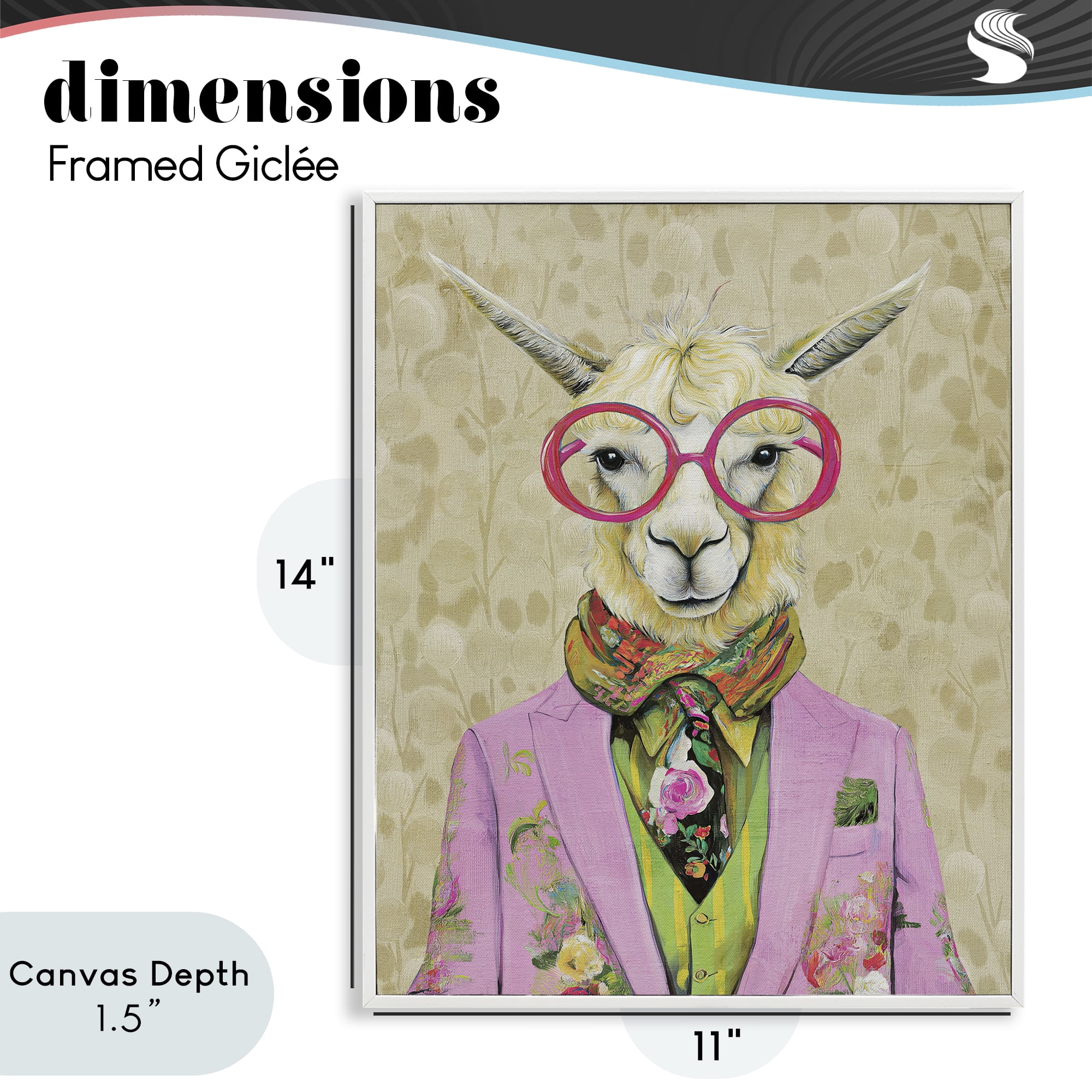 Stupell Industries Stylish Llama with Glasses White Framed Giclee Art, design by Svetlana Aleynikova