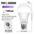 thumbnail image 4 of 10-Pack Dusk to Dawn Light Bulbs Outdoor 80 Watt Equivalent, 9W 6000K,800 Lumen, Motion Sensing LED Bulb for Wall lamp Porch Garage Yard Light, 4 of 8