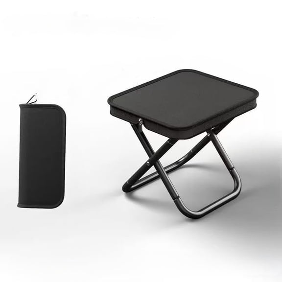 Portable Folding Stool with Carrying Case, 300lb Capacity, Black Metal Frame, Compact Travel Chair for Camping, Fishing