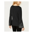 thumbnail image 2 of I.N.C Womens Embellished Knit Blouse, Grey, X-Large, 2 of 2