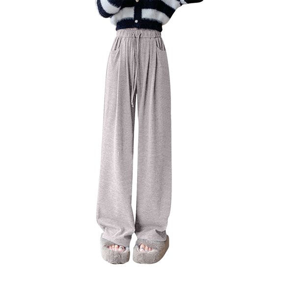 HomeGardon Pants for Women Womens Solid Color Soft and Loose Knit Sports Loose Wide Leg Pants,S-XXL