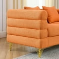 thumbnail image 3 of Holaki 3+2 Seat Oversized Teddy Fabric Sectional Sofa Set, Living Room Deep Seating Sofa with 5 Pillows and Gold Mental Feet for Living Room, Orange, 3 of 7
