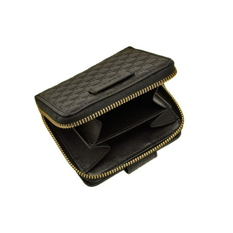 Gucci Black Zip Around Wallet with Bamboo, Leather
