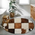 thumbnail image 4 of 4ft Washable Round Rug, Denim Cow Non-Slip Circle Area Rug for Living Room Bedroom, Western Cowboy Indoor Floor Mat for Home Decor, 4 of 9