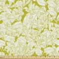 thumbnail image 1 of Floral Fabric by the Yard, Ornamental Sketch of Monochrome Flower Silhouettes in Continuous Pattern Art, Decorative Upholstery Fabric for Chairs & Home Accents, Khaki and White by Ambesonne, 1 of 5