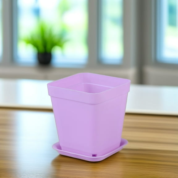 COOPHYA 6Pcs Ventilated Purple Plastic Flower Pots for Succulent Plants in Bedroom and Garden