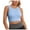 Blue, variant on Women's High Neck Sports Bra Medium Impact Workout Top for Yoga & Running, Plus Size Full Coverage Wirefree Padded Longline Bra Green XXL