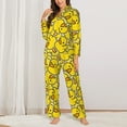 thumbnail image 3 of Kll Ducky Cartoon Animal Yellow Print Women'S Long Sleeve Pajamas With Pants Sleepwear Loungewear 2 Set-Small, 3 of 9