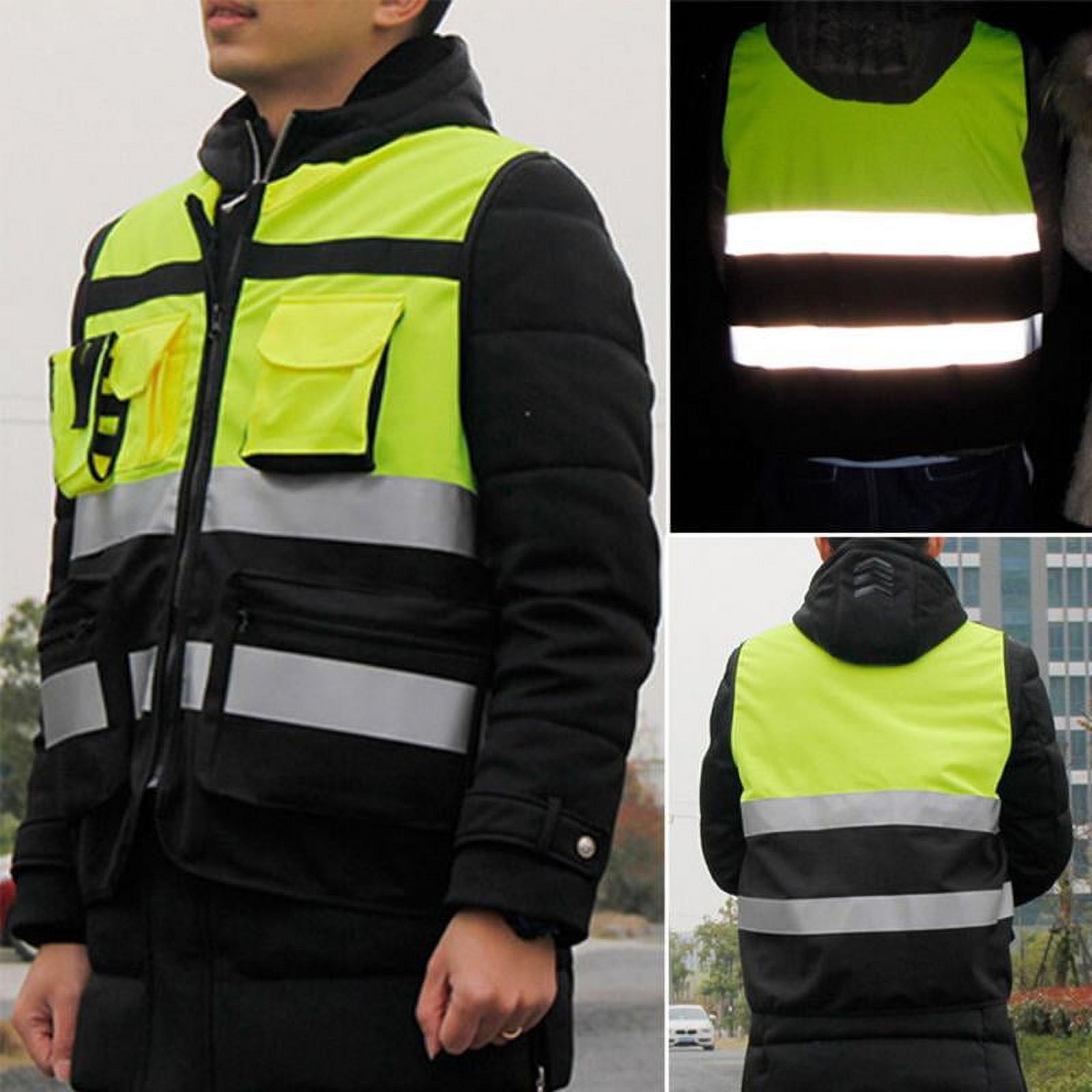 tooloflife Security Reflective Vest Jacket with 2 Pockets Visibility Reflective Stripes Size L/XL/XXL/XXXL