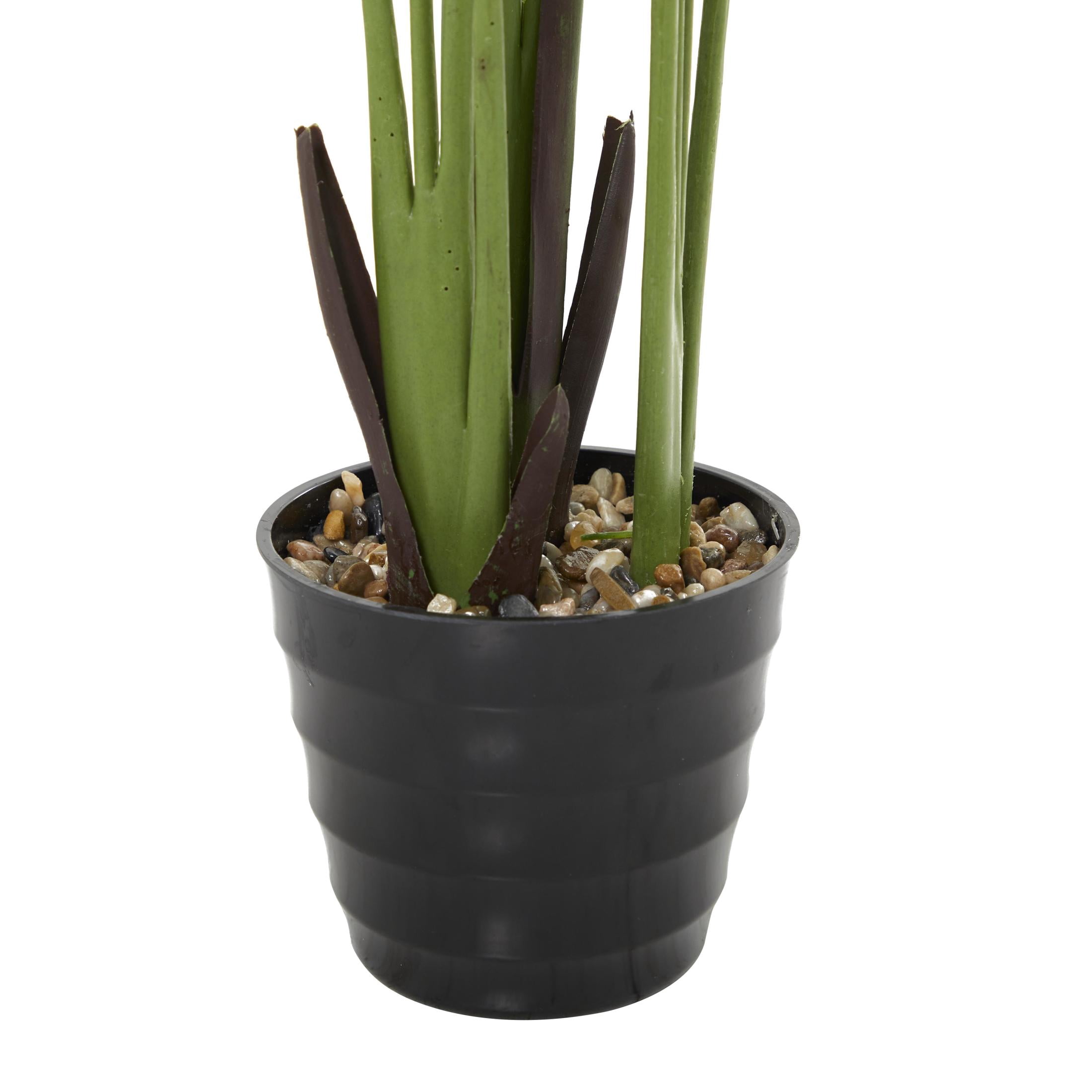 DecMode 57" Artificial Bird of Paradise Plant in Realistic Leaves and Black Plastic Pot