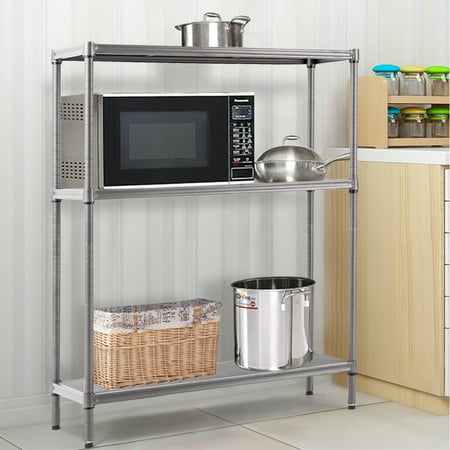 Mesh Shelving - Gymax Storage Rack 3Layer Shelving Unit Steel Mesh Shelf 47.5