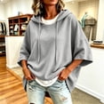 thumbnail image 6 of HongQid Womens Hoodie Drawstring Hood Short Batwing Sleeve Cropped Oversized Spring Fall Long Sleeve Ladies Trendy Casual Outfit Clothing Pullover Sweatshirt, 6 of 9