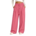 thumbnail image 3 of Generic Girls Sweatpants Baggy Barrel Pants Teen Wide Leg Open Bottom Casual Drawstring Soft Sweat Pant Straight Leg Joggers Pockets, 3 of 9
