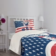 thumbnail image 5 of Ambesonne United States Quilted Bedspread Set 2 Pcs, Grungy Flag and Eagle, Twin Size, Navy White Red, 5 of 6