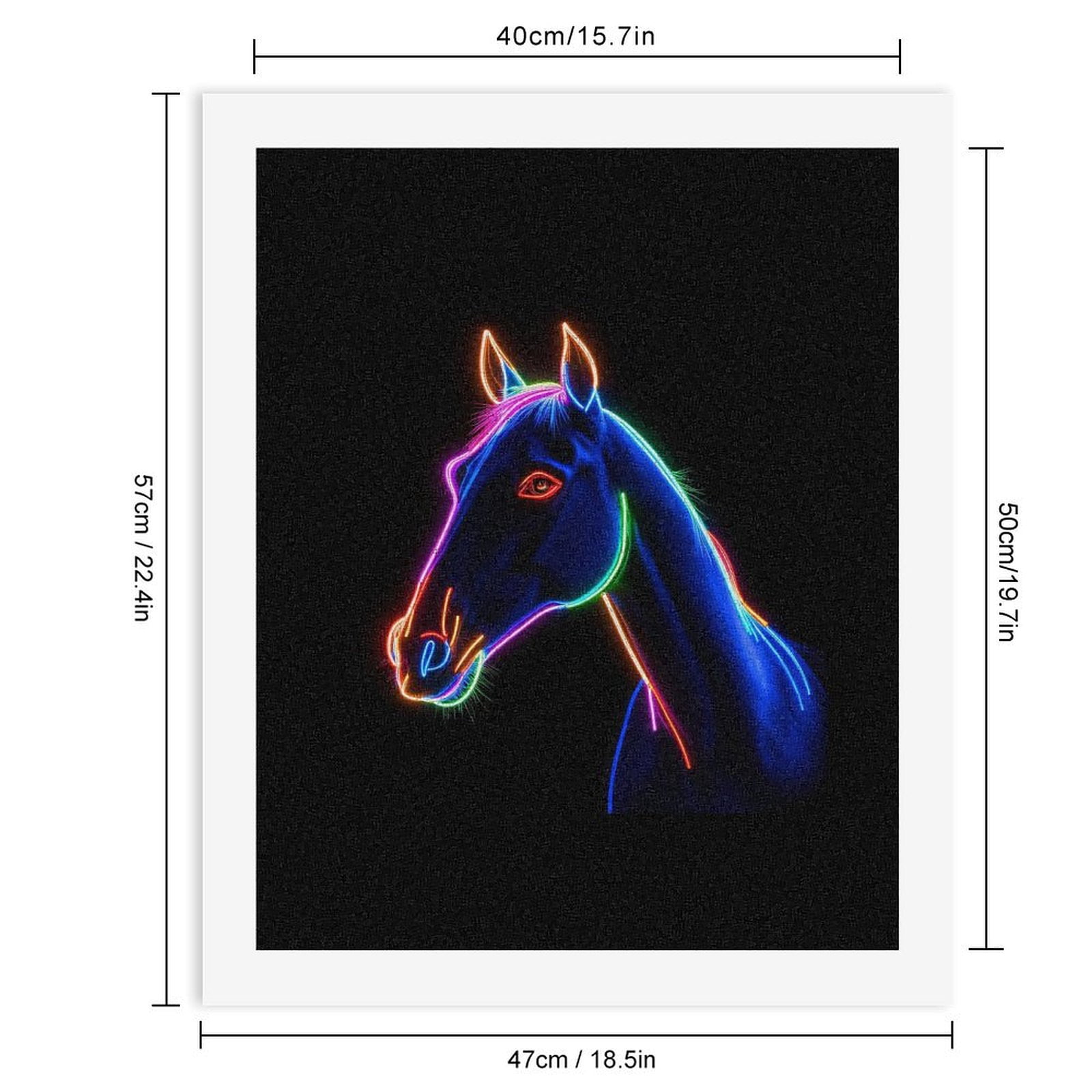Paint By Numbers Kit for Adults Beginner - DIY Neon Horse Art Vibrant Colors Canvas Painting Kits for Adults, Frameless Paint By Number for Adults for Home Wall Decor 16x20 Inch