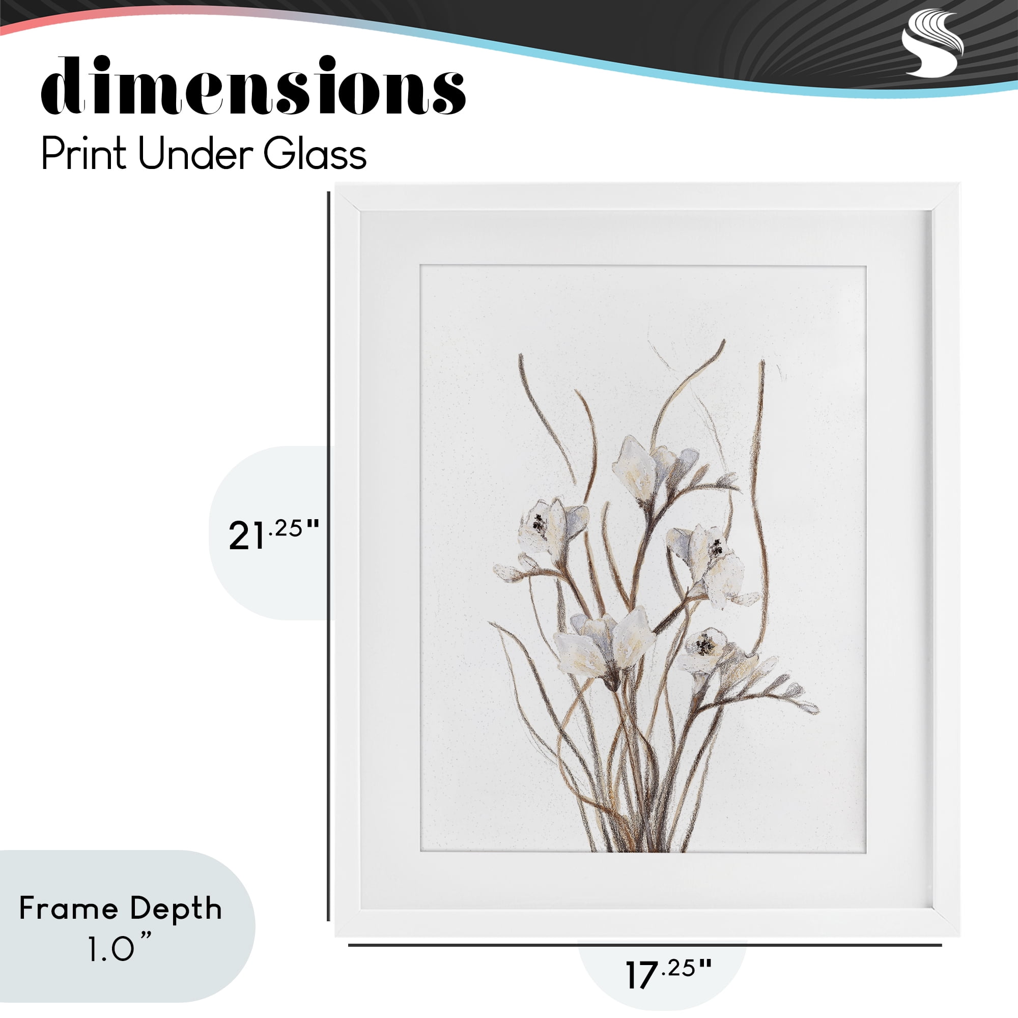 Stupell Industries Curly Branches on White White Framed Print Under Glass, design by Lanie Loreth