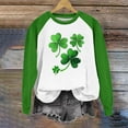 thumbnail image 2 of St Patricks Day Sweatshirt Women Green Long Sleeve Shirts Shamrock Crewneck Sweatshirt Color Block Raglan Tops Cute St Patricks Day Shirt Women, 2 of 5