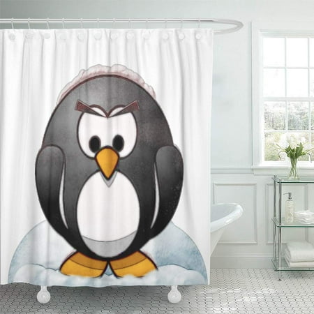 YUSDECOR Ice Icey Penguin Cartoon Winter Cold Penquin Kids Bathroom Decor  Bath Shower Curtain 60x72 inch 