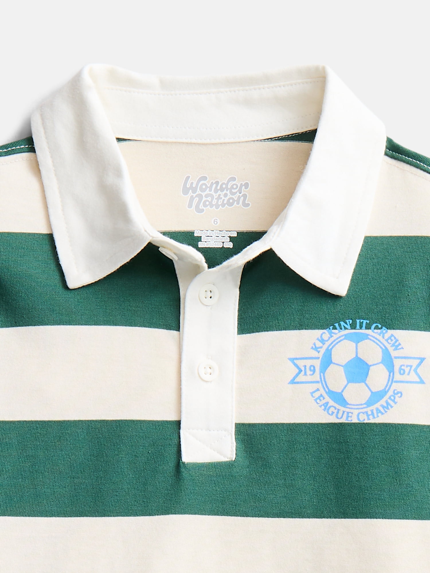Wonder Nation Little Boys' Rugby Polo with Short Sleeves, Sizes 4-10