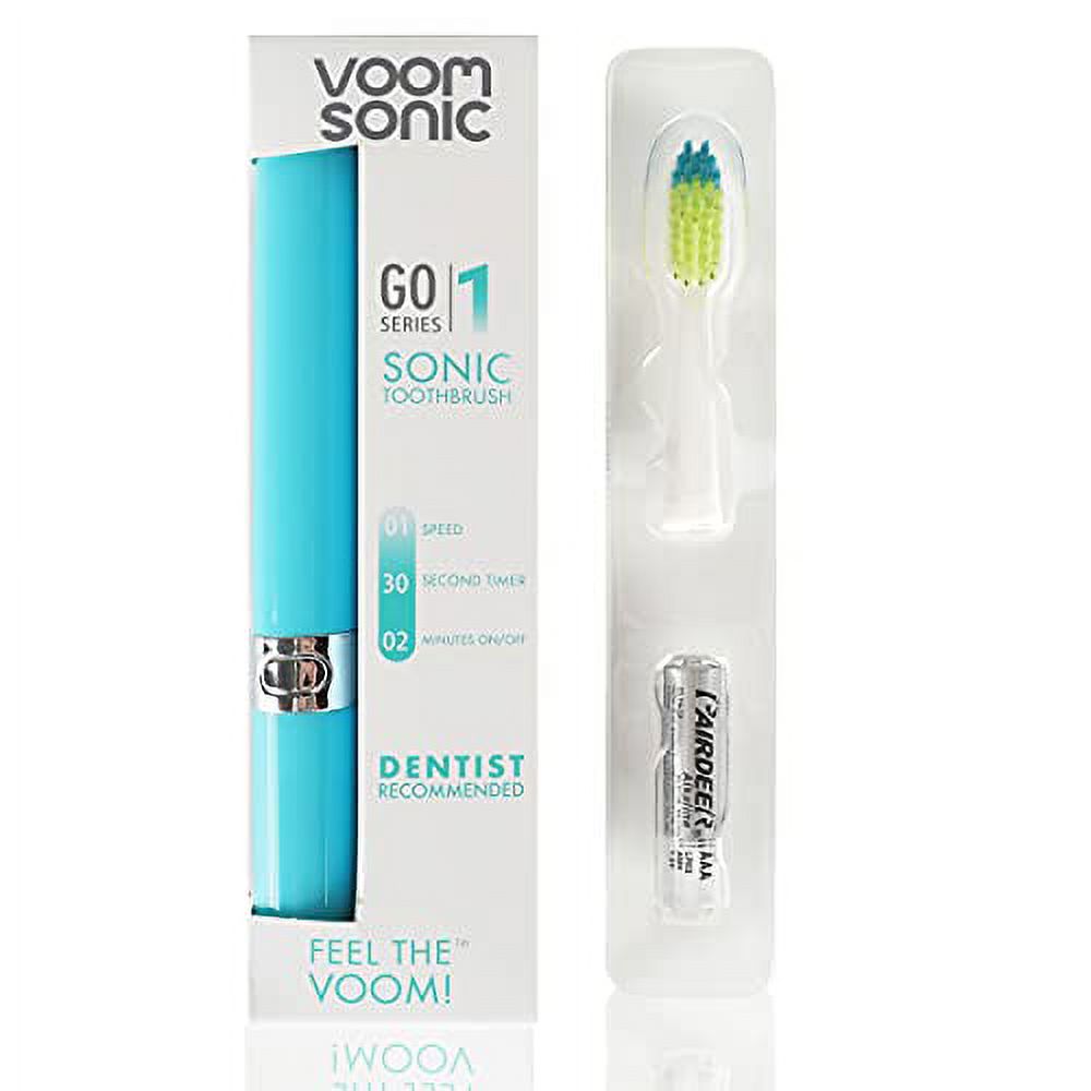Voom Sonic Go Series Battery Operated Electric Toothbrush Dentist Recommended Portable Oral Care 2 Minute Timer Light Weight Design Soft Dupont Nylon Bristles, Hawaiian Blue, 1 Count - image 3 of 3