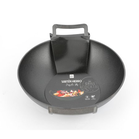 Sartén Wok De Hierro Fundido 32X28X10Cm