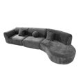 thumbnail image 4 of Christopher Knight Home 140" Curved Sectional Sofa with 3 Pillows, 6 Seater Lounge Chair, Dark Gray, 4 of 10