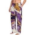 thumbnail image 6 of Sikiie Purple Gold Marble Swirls Pajama Pants Men, PJ Bottoms, Sleep & Lounge Pants-Large, 6 of 6