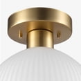 thumbnail image 4 of 1-Light Semi-Flush Mount Ceiling Light, Matte Brass, Frosted Ribbed Glass Shade, Home Improvement, Dining Room, Kitchen, 4 of 11