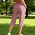 thumbnail image 6 of Dvprdro Womens Side Slit Capri Pants with Zipper Pockets Elastic Waist Lightweight Beach Summer Pants, 6 of 9