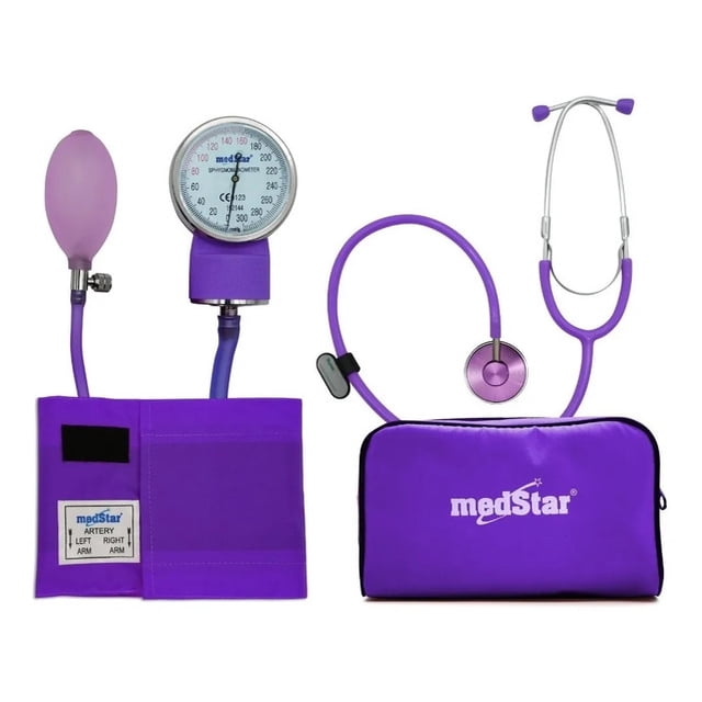Esfigmomanómetro Aneroide Kit Estetoscopio Morado Medstar Medstar SLI-HS-50A-F