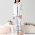 thumbnail image 3 of BLVB Women's Silk Satin Pajama Sets 2 Piece Long Sleeve Button down Shirts and Pants Outfits Sleepwear Pjs, 3 of 3