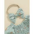 thumbnail image 4 of Bagilaanoe Newborn Baby Girl Rompers Floral Print Short Puff Sleeve Bodysuits + Headband 3M 6M 12M 18M Infant Summer One Piece Jumpsuit, 4 of 8