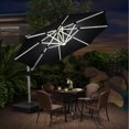 thumbnail image 4 of PURPLE LEAF 10FT Round Solar Powered LED Patio Umbrella Outdoor Large Cantilever Umbrella for Garden Deck Pool Patio, Black, 4 of 17