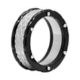 thumbnail image 2 of Men's Black IP Stainless Steel 8MM Riveted Groove Cut Wedding Ring Ban, 2 of 5