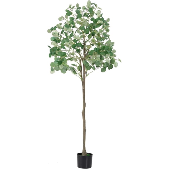 5-foot artificial eucalyptus tree, tall artificial plant, indoor potted artificial eucalyptus silk plant, large tropical artificial plant, suitable for bedroom, office, living room, and outdoor decor