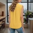 thumbnail image 4 of Tank Tops for Women Elegant Sleeveless Button Front Solid Tailored Collar Beach Vacation Clothes for Women,Yellow,5XL, 4 of 7