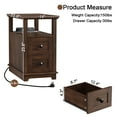 thumbnail image 3 of FAGAGA End Table Set of 2 for Living Room with 2 Drawers, Vintage Sofa Side Table with Charging Station, Wooden Nightstand with Storage for Bedroom, Dorm, Office | Cherry, 3 of 11