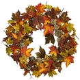 thumbnail image 2 of Nearly Natural 4150 24 in. Maple Pine Cone Wreath, 2 of 3