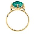 thumbnail image 7 of 14K Yellow Gold 2.25 ctw Lab Created Green Emerald Stone Ring with Diamonds Flower Leaves Halo, 7 of 7