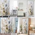 thumbnail image 6 of Watercolor Brown Gray Flowers Fabric Shower Curtain Retro Plant Washable Shower Curtains for Bathroom, Waterproof Bath Curtain with Hooks Home Decor 72x72in, 6 of 8